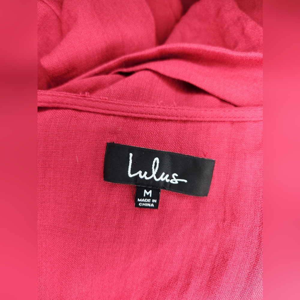 Lulu's Magenta Ruffle Wrap Dress Size Medium NWOT - Picture 9 of 10
